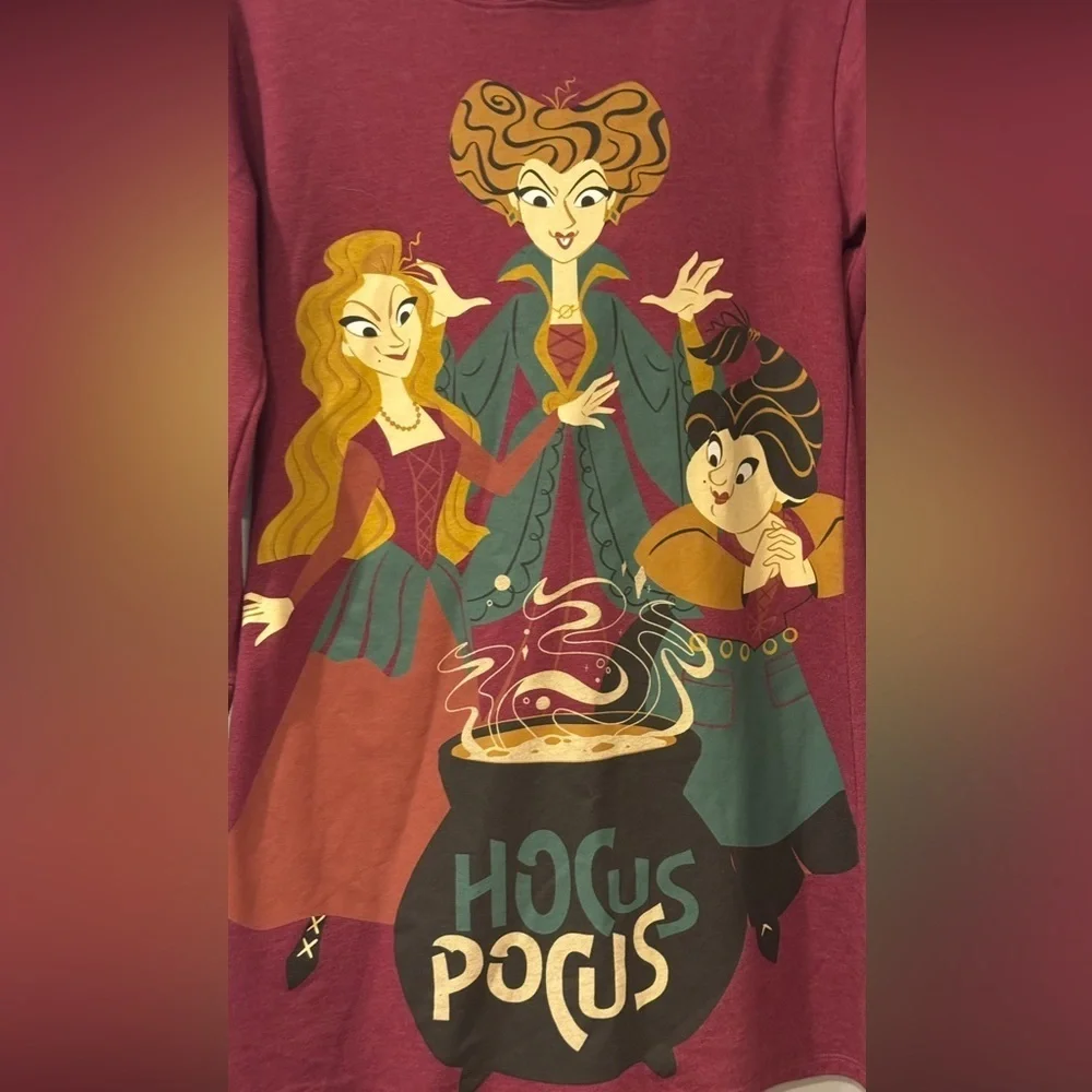 Disney’s Hocus Pocus Girl’s Halloween Long Sleeve Hooded Maroon Dress: L:10/12